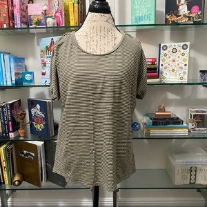 Lauren Ralph Lauren Olive & White Top Large